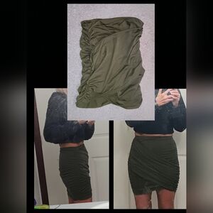 Army Green Ruched Skirt